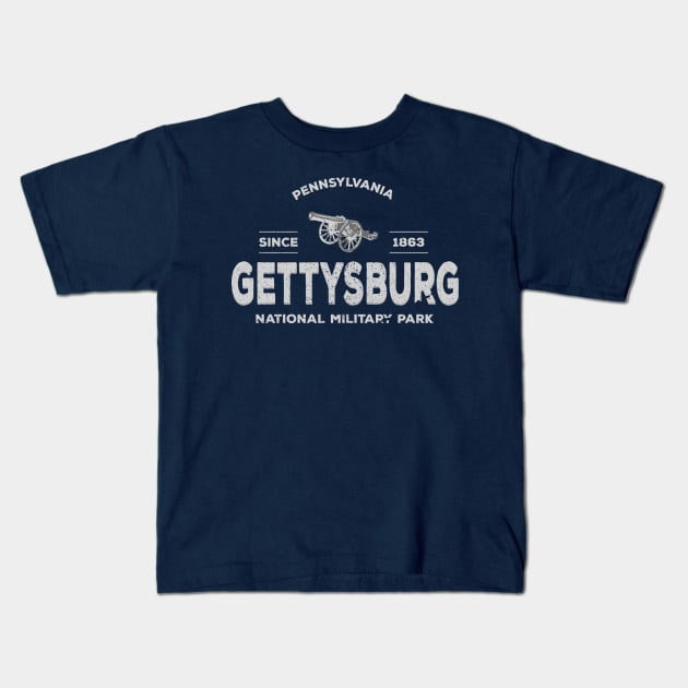 Vintage Gettysburg 1863 National Military Park Graphic Kids T-Shirt by The 1776 Collection 